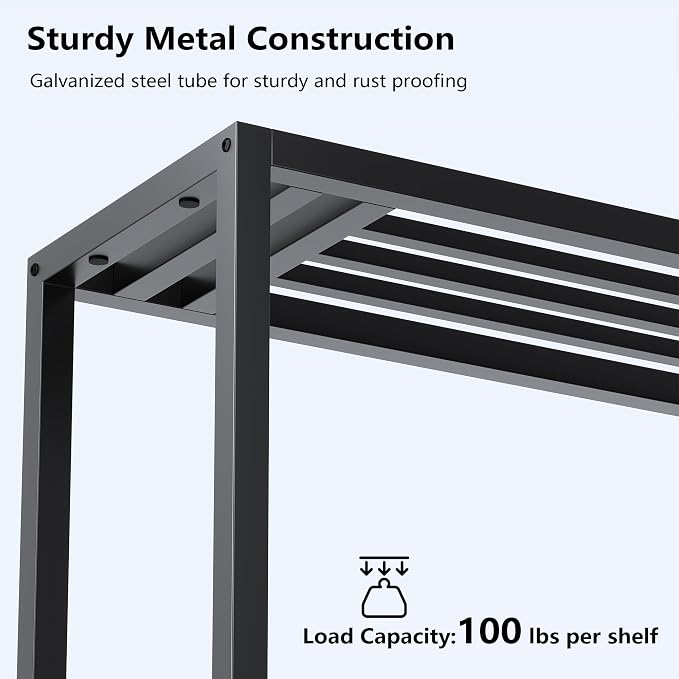 Plant Stand Indoor Outdoor,3 Tier Ladder Metal Plant Stands Riser,Heavy Duty Wrought Iron Plant Shelves for Multi Large Pots,Black Tiered Flower Display Holder for Living Room,Patio,2-Pack