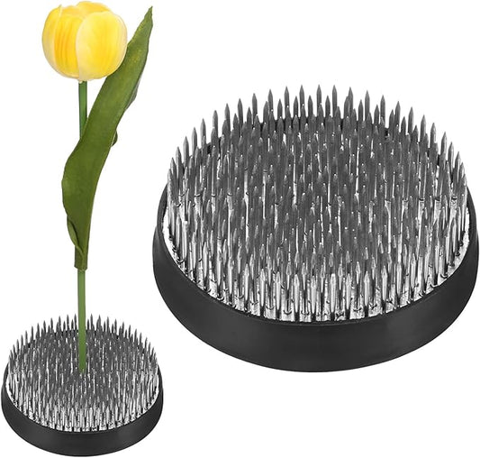 M METERXITY 2-Pack Flower Frog 2.76" Round Steel Floral Arranger Pins Ikebana Holder W Rubber Base for Flower Arrangements/Craft Plant/Home Decor, Floral Kenzan Fixed Tool [1.1cm Pins]