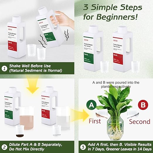 Hydroponic Nutrient Solution | Professional Base A & B Liquid Hydroponic Fertilizer for Indoor and Outdoor Plant | Supports Healthy Vegetative Growth and Flowering Stage | 75.5 oz(2 L) Set