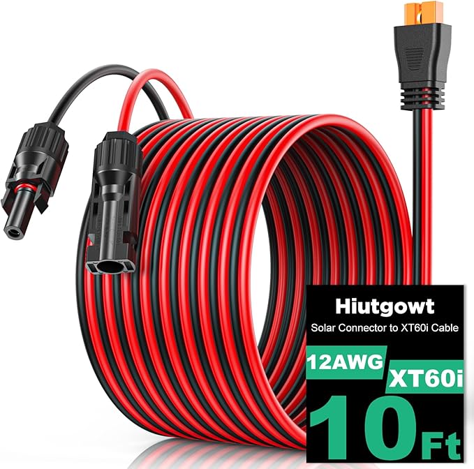 12AWG XT60i Solar Cable 10FT, Solar to XT60i Charging Cable, Solar Connector to XT60i Connector Solar Cable, XT60i Extension Cable for Portable Power Station and Solar Generator