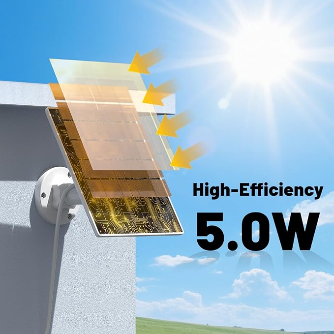 5W Solar Panel Charger Compatible with Arlo Pro 5S/Pro 4/Pro 3/Ultra/Ultra 2/Go 2 Camera, Solar Panels Charging with 13.1ft Waterproof Charging Cable,360° Adjustable Wall Mount, 4 Pack