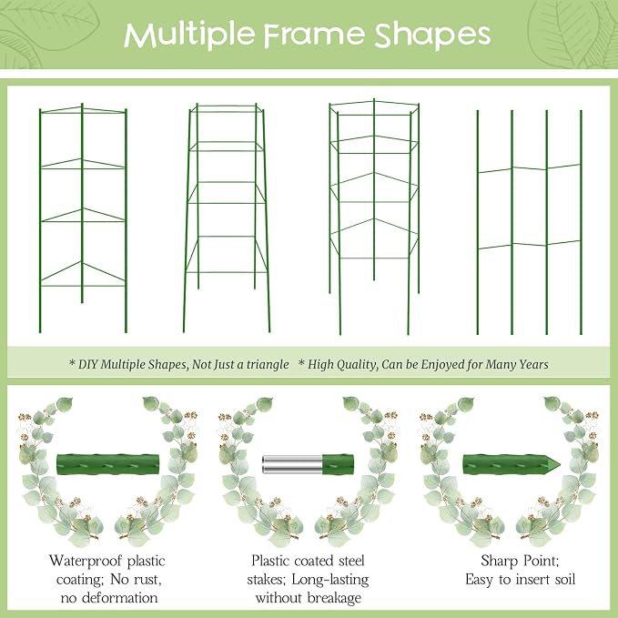 Legigo 4-Pack Tomato Cage for Garden Plant Support- Up to 63inch Garden Stakes Tomato Cage, Tomato Trellis for Potted Plants, Tomato Cages Plant Stakes for Climbing Vegetables Plants Flowers