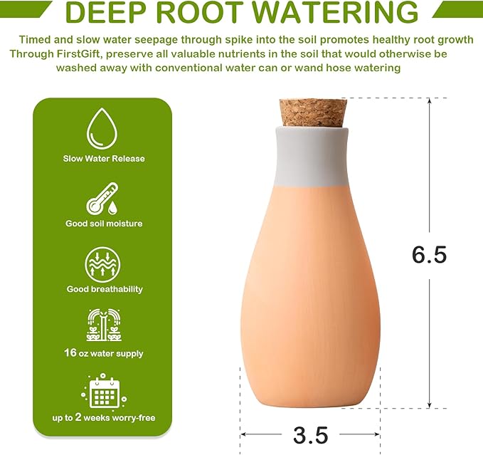 Premium Terracotta Self Watering Spikes – Automatic Bowling Ball-Shaped Plant Watering Tool for Indoor & Outdoor Use, 4 Pack - Perfect for Travel, Vacation, or Garden Care (Fun Bowling Ball Design)