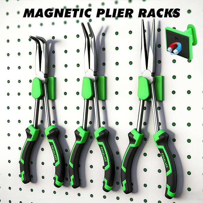 SWANLAKE GARDEN TOOLS 20-Piece Magnetic Tool Organizer Set, 1/4", 3/8", 1/2" SAE & Metric Socket Organizers, 2 Large Wrench Holders, 24-Slot Wrench Rails, Plier and Screwdriver Wall Mount Storage