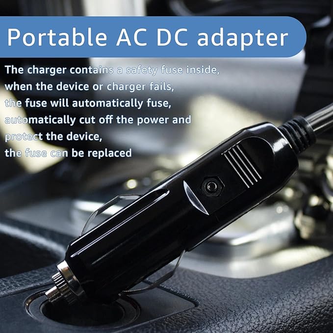 Portable12V/24V car Charger Suitable for Ecoflow Delta/River, Bluetti EB55, Anker 757/767 and XT60 connectors Solar Power Plants, Compatible with Ecoflow Wave 2 Cigarette Lighter Cables