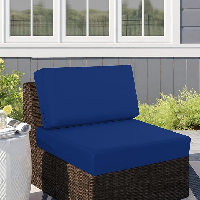 idee-home Outdoor Cushions for Patio Furniture, Outdoor Seat Cushion, Waterproof Couch Hampton Bay Deep Seat Replacement Chair Cushions for Garden Lawn Backyard Deck, 26.5 x 26.5 Navy Bue | Waterproof Hampton Bay Deep Seat Replacement Couch Cushions fo...