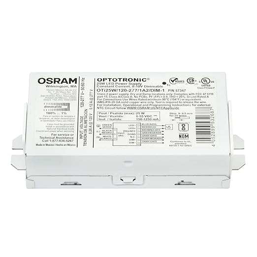 OSRAM 57347-25 watt 120/277 Volt Dimmable LED Driver (OTI25W/120-277/1A2 DIM-1)