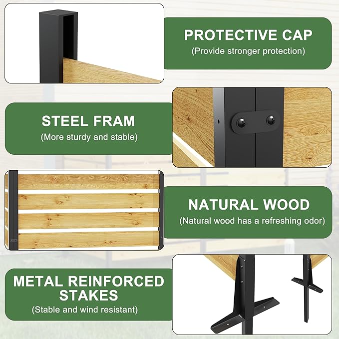 YOPTO 72.8" H x 38.5" W(1 Panel) Wooden Privacy Screen,Outdoor Privacy Walls,Privacy Wood Fence with Anti-Rust Finish,for Pool Equipment Enclosure, Trash Can Enclosures, Air Conditioner,Black+Natural