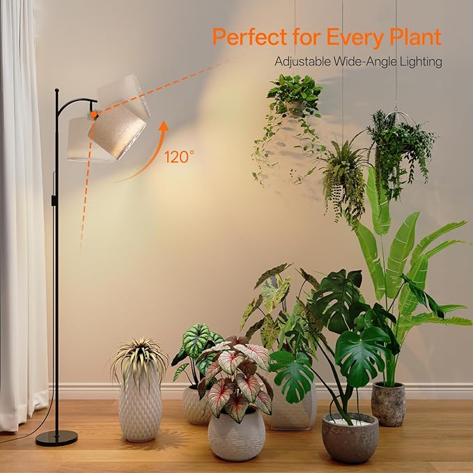 Bstrip 70.8″ Tall Grow Lights for Indoor Plants, 3000K Full Spectrum Plant Light with Stand, Auto On/Off Timer & Adjustable Angle, 25W Non-Dimmable LED Lamp for Plant Growth