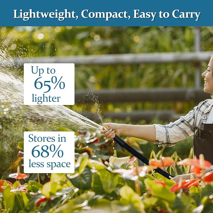 Garden Hose 25 ft, Made of TPE (BetterThan PVC/Hybrid Polymer), Lightweight yet Durable Water Hose with Ergonomic Grip, Drinking Water Safe Material, All-Weather, 3/4" GHT Fittings