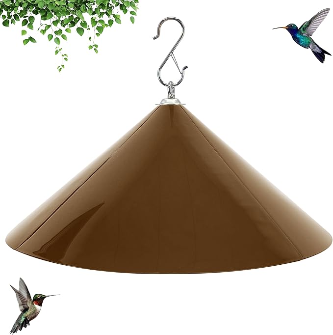Bird Feeder Rain Guard,Squirrel Baffle,Squirrel-Proofs for Outside Shepherd's Hooks,Hanging Baffle for Feeder Pole 19-Inch (Brown)