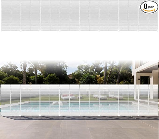 Outdoor Privacy Screen Panel 72" Freestanding Privacy Fence with Stand, HDPE Decorative Privacy Screens with Louvered 6 Panels, Weather-Resistant Panel Fence for Patio, Balcony,Pool, White