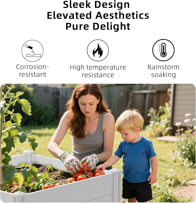 8'x4'x12 Large Vinyl Raised Garden Bed | Screwless Modular Planter Box with Open Bottom | Rust-Proof Outdoor Above Ground Bed for Vegetables, Herbs, Flowers & Whelping Pen