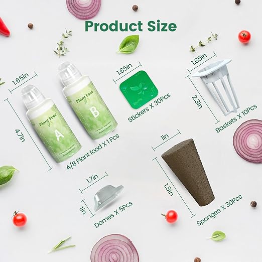 LETPOT 77 Pcs Seed Pod Kits, Square Grow Anything Kit for Hydroponics, with 2 A&B Nutrient Plant Foods and 30 Sponges, 5 Domes, 10 Baskets, 30 Stickers, Compatible Mini and Other Brand