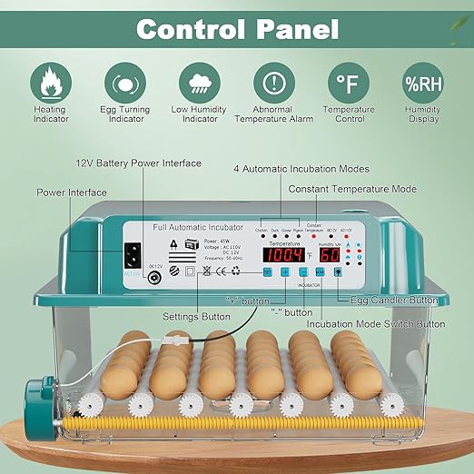 CoInceptus 36 Eggs Incubators for Hatching Eggs,Egg Incubator with 4 Automatic Incubate Mode,Chicken Incubator with Automatic Egg Turning Humidity Monitoring,Poultry Egg Incubator with Egg Candle