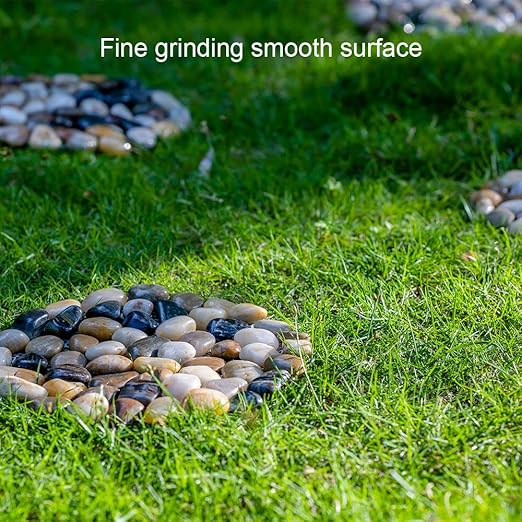 Stepping Stones Outdoor, Natural River Rock Garden Pavers, Set of 6 Round Pebble Stones for Walkway, Yard, Lawn, Patio, Pathway & Landscaping Decor (Roundness)