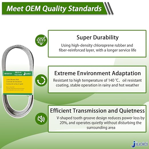 Upgraded Deck Belt M158131 M154296 V-Belt for John Deere Z425 Z435 Z445 EZTrak Series Lawn Mower Flat Belt Drive Belt, 152.3 Inch Length, More Durable and Reliable
