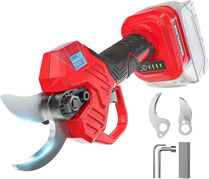 MtiolHig Electric Pruning Shears Compatible with Milwaukee 18v, 26000RPM Cordless Pruning Shears with Brushless Motor, LCD Display, Adjustable Cutting Diameter 0.8-2 Inch for Tree Trimmer (Tool Only)