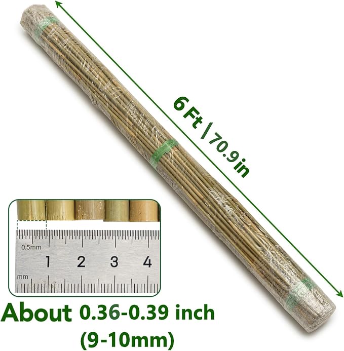 55 Pcs Bamboo Plant Stakes 6 Feet, Oltara Natural Bamboo Sticks Garden Stakes for Climbing Plants Support, Potted Plants, Vegetables,Tomatoes, Beans, Flowers, Trees