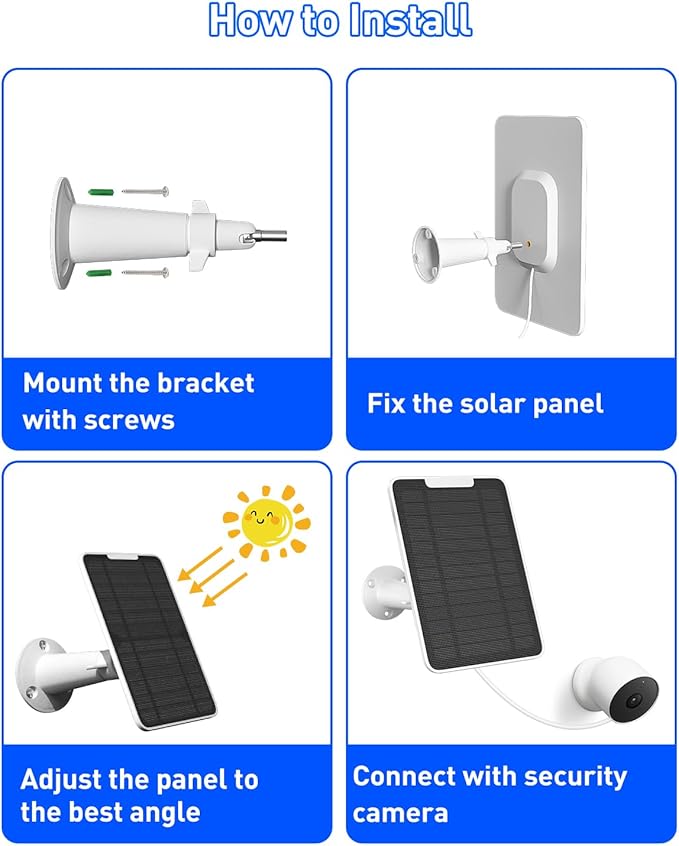 Premium Solar Panel for Google Nest Camera, 5W Camera Solar Panel Power for Google Nest Cam Outdoor & Indoor (Battery Version), Special Made for Google Nest Cam, IP65 Waterproof, w/ 13ft Cable, 3 Pack