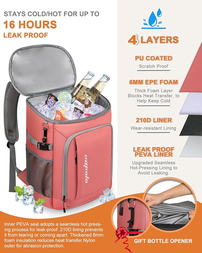 Capolo Cooler Backpack Insulated Waterproof for Women Men,36/45 Cans Lunch Backpack Coolers Leak Proof Soft Cooler Bag Ice Chest for Camping Beach