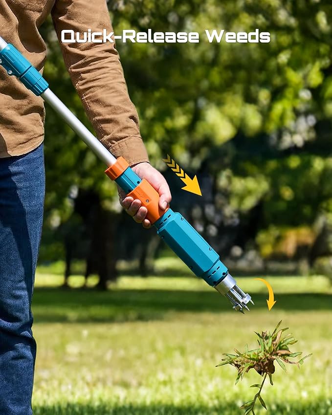 2026 Upgraded Electric Weed Puller Tool, 20V Battery Powered Stand Up Weeder with 2x2.0Ah, Adjustable Handle, 3-Claw Steel Head, Crabgrass Puller for Garden, Great Gift for Mom Dad Grandma Grandpa
