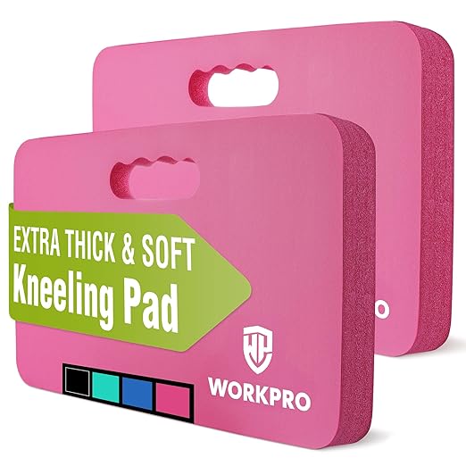 WORKPRO Extra Thick Kneeling Pad, 2-Pack, Soft NBR Foam Cushioning for Knee, Large Foam Kneeler Mat for Gardening, Bathing Baby, Exercise, Workout Supplies, 17.5 x 11 x 1.5 in, Pink