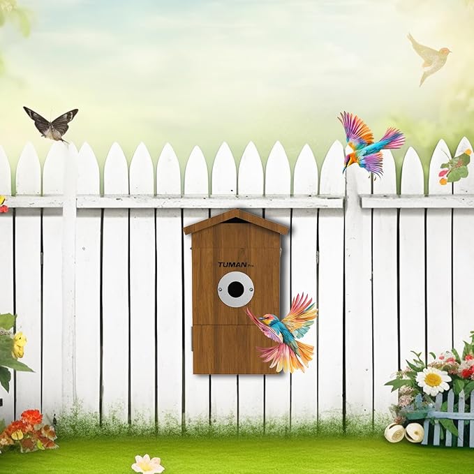 Smart Solar Powered WiFi Camera Birdhouse AI Bird Recognition | App Control Watch Bird Nesting Hatching in Real Time,IP65 Waterproof Teak Birdhouse