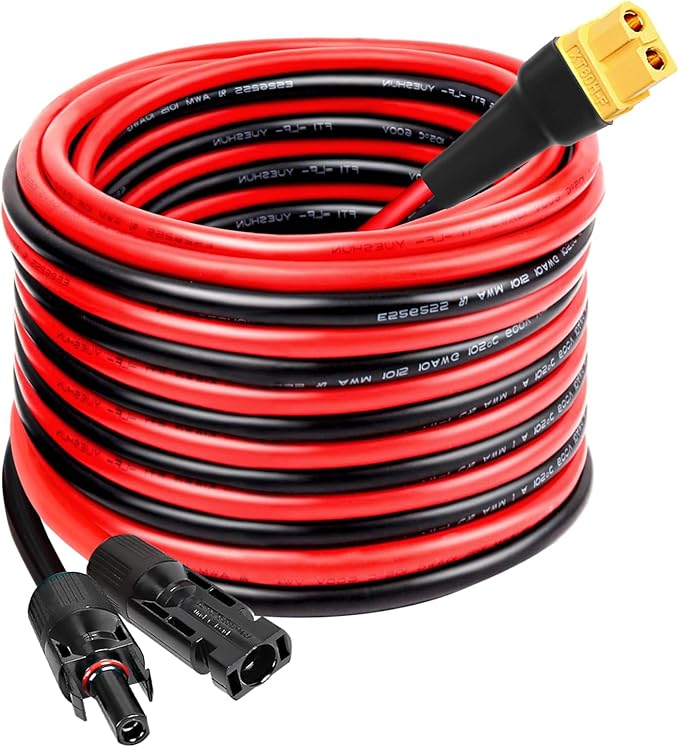 MOOKEERF Solar to XT60 Extension Cable 10AWG 20FT Solar Connector to XT60 Adapter Cable for Solar Panel to Portable Power Station Solar Generator Battery Pack