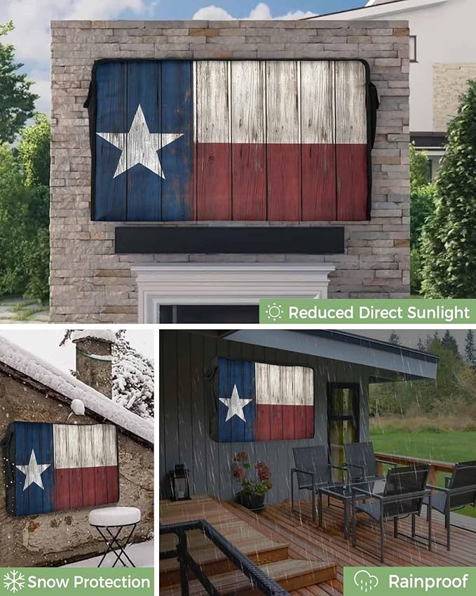 T&H XHome Outdoor TV Cover - Vintage Wood Texas Flag Waterproof and Weatherproof 48"-50" LCD Movable Shield TV Display Screen Protector Outside Television Covers