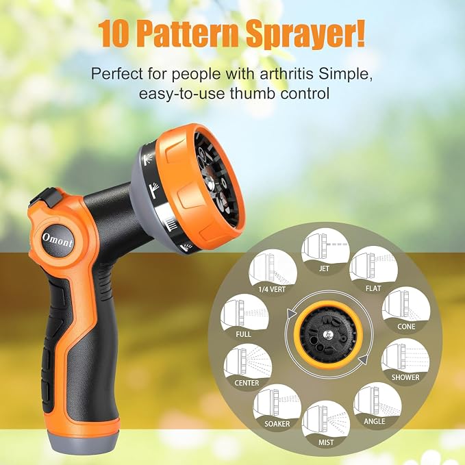 Garden Hose 25FT, Flexible Water Hose with Nozzle Non-Expanding Camper Hose Fabric-covered Garden Hose - Burst-Resistant, Kink-Free, High-Pressure Use for Lawns, Gardens, and Outdoor Cleaning