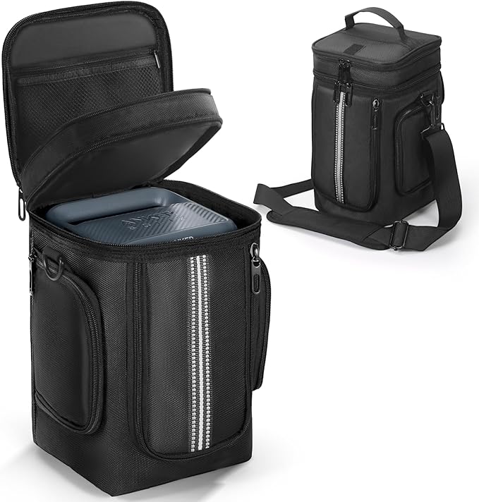 Travel Bag Compatible with Anker SOLIX C300, Padded Soft Case with Adjustable Shoulder Strap & Multi-Pocket Design, Protective Storage Bag for Camping & Travel Charging Accessories