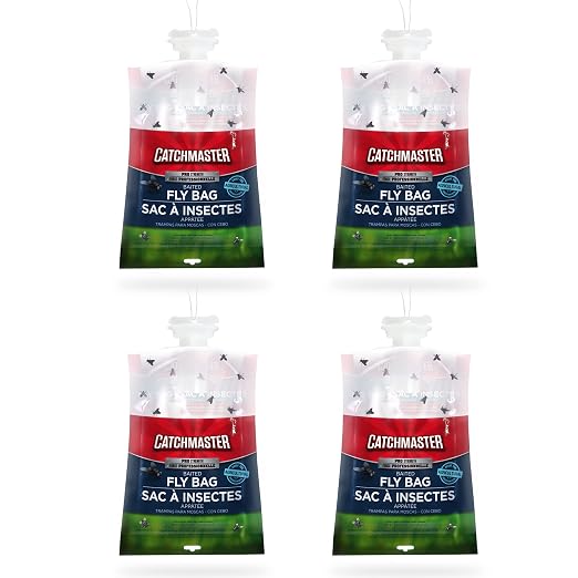 Catchmaster Fly Trap Bundle, Window Fly Traps 12-Pack & Fly Bag 4-Pack, Fruit Fly Traps for Indoors & Outdoors, for Garage, Backyard, Pool, Patio & Camping