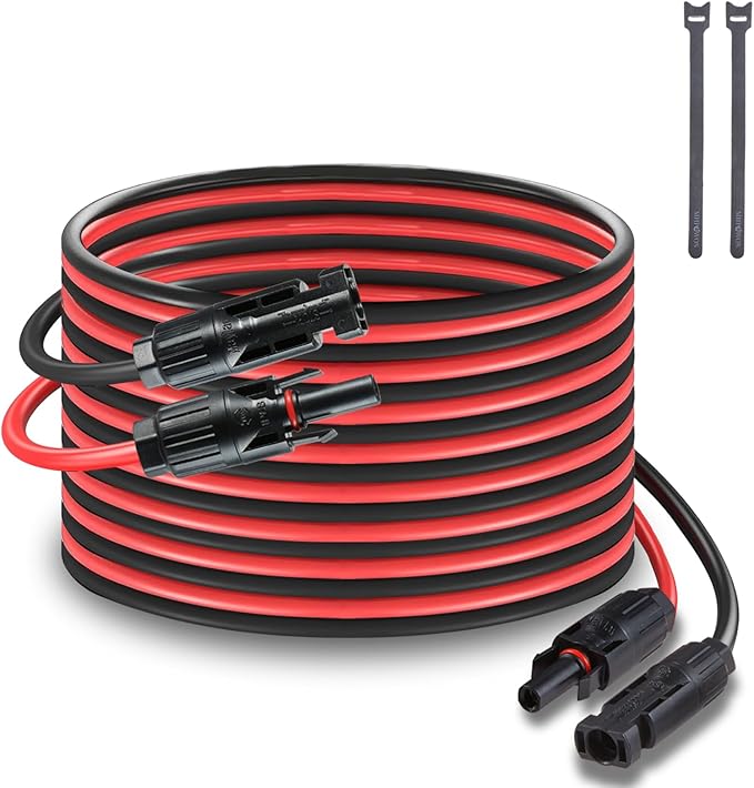 Solar Panel Extension Cable, Solar Connector 20FT 14AWG Waterproof Solar Panel Female and Male Connectors for RV, Photovoltaic Systems, Powerstation