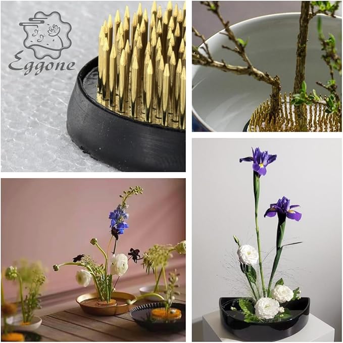 2inch Flower Frogs Set, Stainless Floral Frogs Ikebana Kenzan, Round Flower Arrangement Tool Floral Holder Pin Frogs for Ikebana Flower Vase Home DIY Craft (8Pcs 2inch Gold)