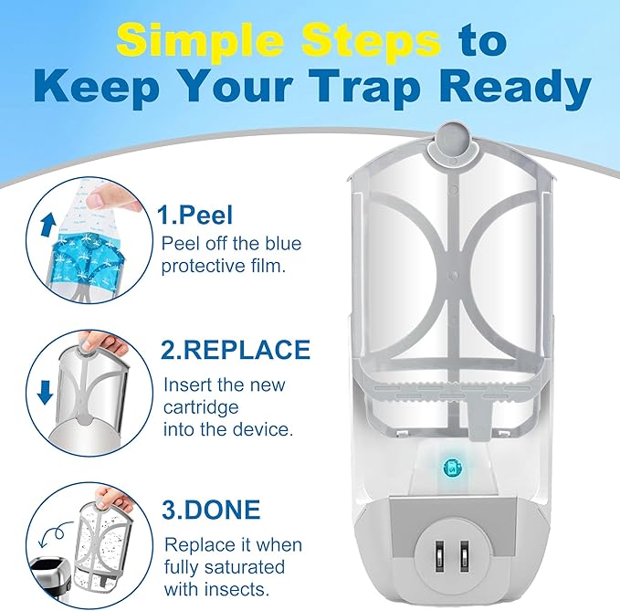 10 Pack Flying Trap Refills Compatible with zzevo Flying Insect Trap Refill, Insect Replacement Kit for M364 M364A and Max Fully Compatible Size (10 Pcs Refill)