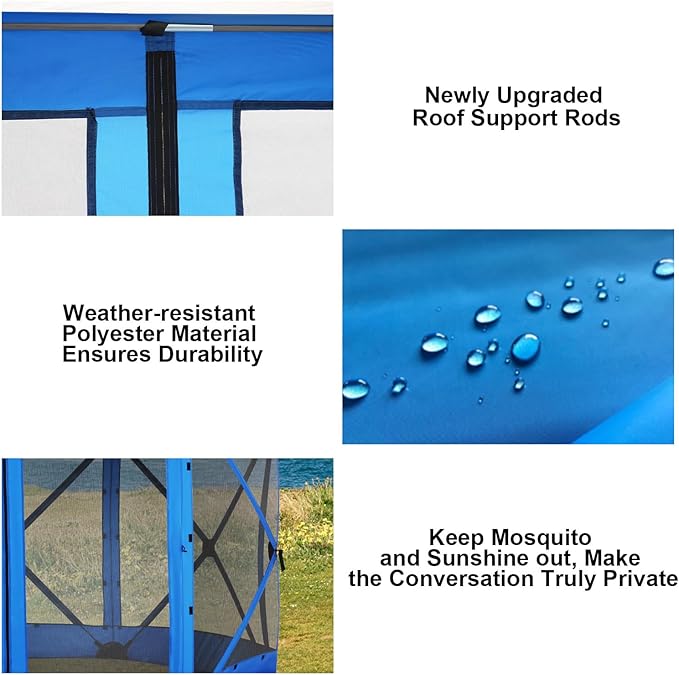 COBIZI 12x12 FT Pop Up Canopy Stargazing Tent, Gazebos On Clearance with Removable Roof, Screened in Gazebo, Screen Tents Portable carpas para Patio for Outdoor Camping,Backyard, Garden, Blue(Pro)