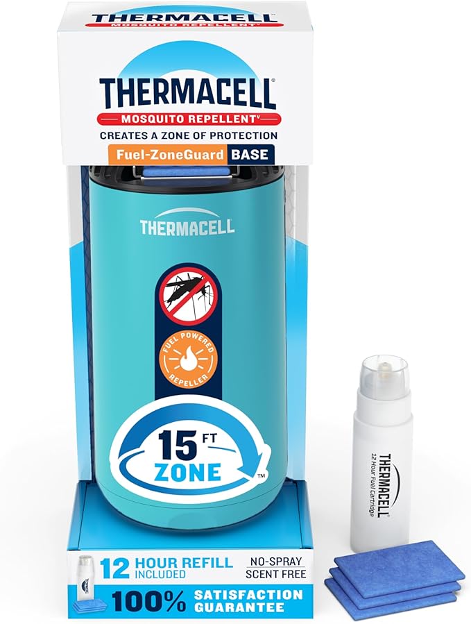 Thermacell Mosquito Repeller Patio Shield; Includes 12-Hour Refill; 15 Foot Zone of Protection; Highly Effective Mosquito Repellent for Patio; Bug Spray Alternative; Scent Free