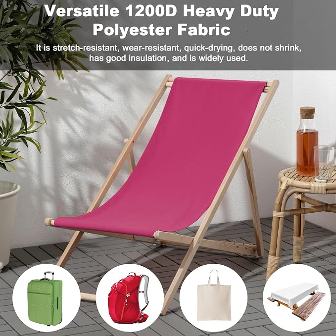 Thickened Waterproof Canvas Fabric by The Yard, 1200D 58" W Outdoor Upholstery Material Heavy Duty Fabric Water Resistant Sewing Material for Chair Patio Cushion Purse Bag, 6 Yard Hot Pink