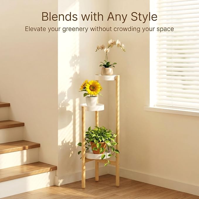 APRTAT Plant Stand Indoor, 3 Tier Bamboo Plant Stands Corner Plant Stand for Multiple Plants, Tall Plant Shelf Plant Holders for Indoor, Outdoor, Corner, Living Room, Balcony, and Bedroom