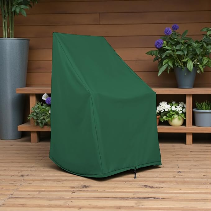 Shine Company Weatherproof Outdoor Rocking Chair Cover, 100% Woven Polyester, Elastic Cord with Toggle, Hunter Green
