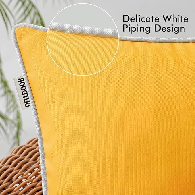 MIULEE Pack of 2 Outdoor Waterproof Pillow Covers Decorative Lumbar Spring Throw Pillows Solid Color Farmhouse Couch Cushion Covers for Patio Tent Bed Sofa Living Room 12x20 Inch Yellow