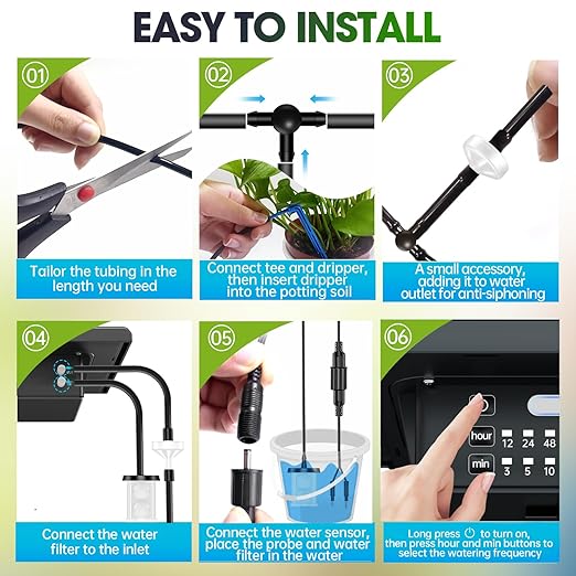 Solar Irrigation System for Garden - Skycow 2W Solar & USB Power Automatic Drip Irrigation Kit15 Potted Indoor Outdoor Garden Balcony Anti-Siphoning Plant Watering System 25 Timing Mode