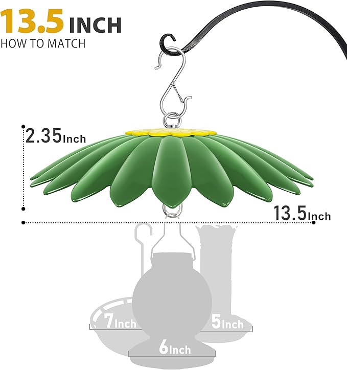 13.5 inch Bird Feeder Rain Guard,Hummingbird Feeder Shade Dome Cover,Umbrella Cover for Bird House for Outdoor,Squirrel Guard(Green) 2 Pack