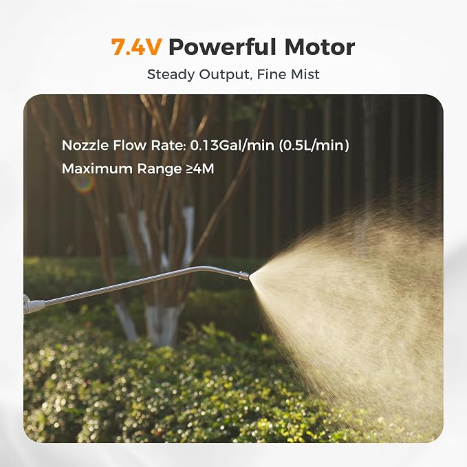 Diivoo 1.35 Gallon/5L Battery Powered Sprayer, 7.4V 2000mAh*2 Electric Weed Sprayer with 2 Adjustable Nozzles, Retractable Wand for Lawn, Garden, Yard