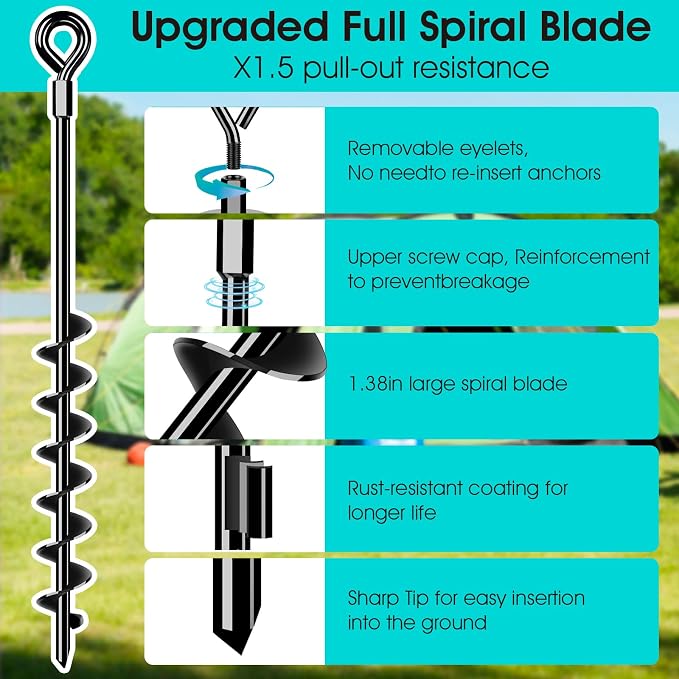 27" Ground Anchors Heavy Duty Shed Anchors Kit, Mobile Home Anchor with 3/16" Galvanized Cable and Turnbuckles for Sheds Canopy Gazebo Trampoline Swing Set(4x27in)