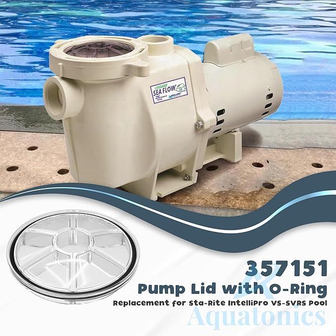 Replacement 357151 Pump Lid with O-Ring – Pool Pump Lid Replacement for Pentair Whisperflo, IntelliFlo VS, VS 3050, VF, VST and VS+SVRS high performance pumps – See-Through Clear Pool Pump Cover Lid