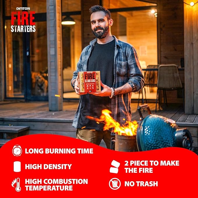 70 pcs Fire Starter - Natural Fire Starters for Campfires, Fire Pit, Pizza Oven, Fireplace, Smoker, BBQ, Pellet Stove & Wood - Fire Starters for Grill, Charcoal Starter