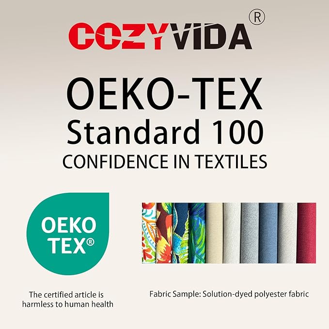 COZYVIDA Outdoor Deep Seat Cushion Set of 2, 22"x24" Seat & 23"x19" Back, C0 Water-Resistant Breathable Fabric, UV-Resistant 1000+ Hrs, 30D Foam with Recycled Fiber Fill,Putty