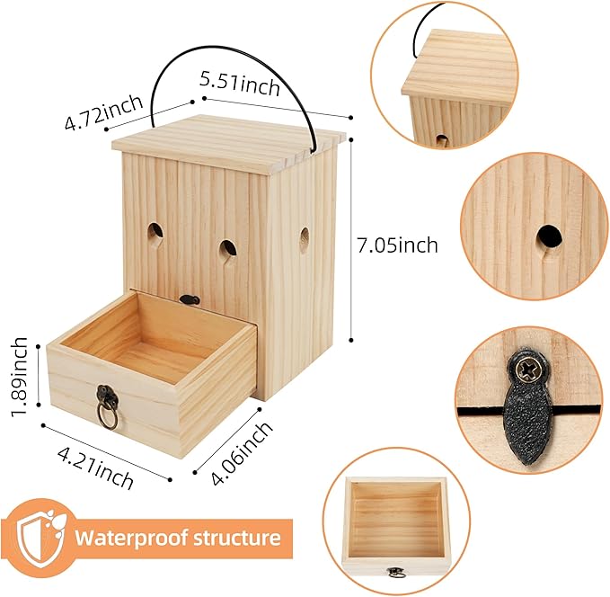 Carpenter Bee Traps for Outside 4PACK– Durable, Weather-Resistant, Eco-Friendly Wooden Wasp Trap for Outdoor Use
